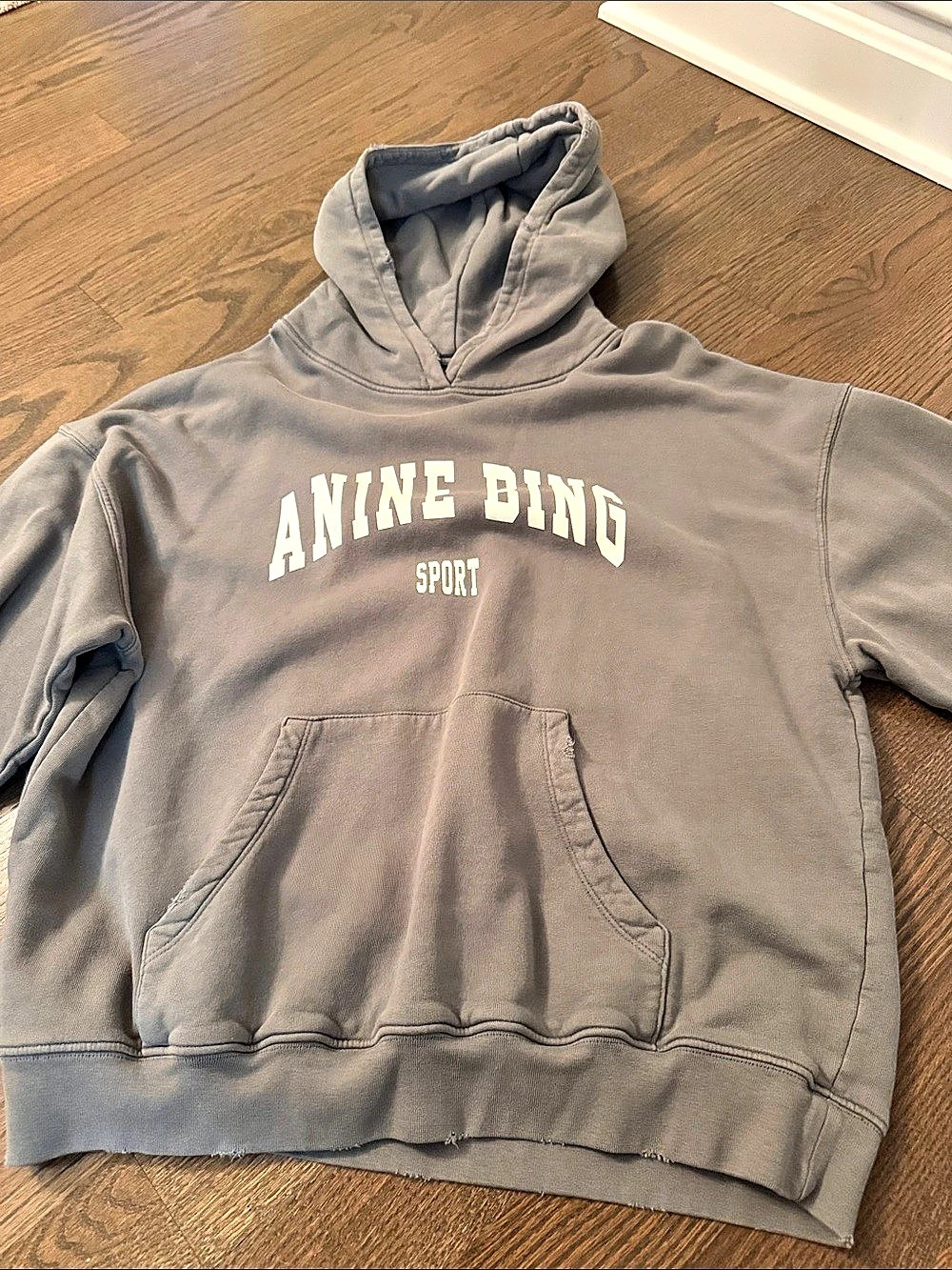ANINE BING Sport Harvey Hoodie Gray Organic Cotton Size Medium